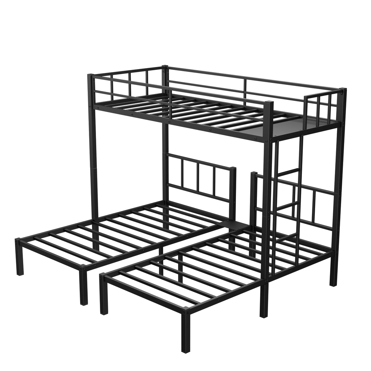 Twin over Twin & Twin Bunk Beds for 3, Twin XL over Twin & Twin Bunk Bed Metal Triple Bunk Bed, Black - V.I.P Digital Presence