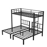 Twin over Twin & Twin Bunk Beds for 3, Twin XL over Twin & Twin Bunk Bed Metal Triple Bunk Bed, Black - V.I.P Digital Presence