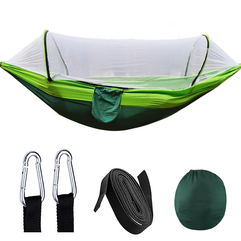 Hamaca con mosquitera de apertura rápida y automática para acampar al aire libre, hamaca con mosquitera de nailon antivuelco