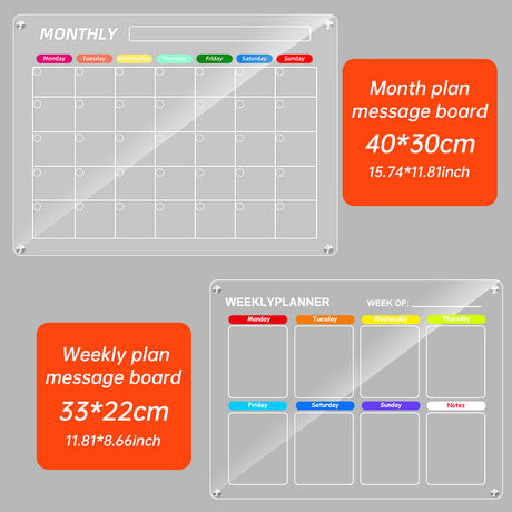 Acrylic message board magnetic refrigerator sticker household erasable calendar transparent note display board - V.I.P Digital Presence