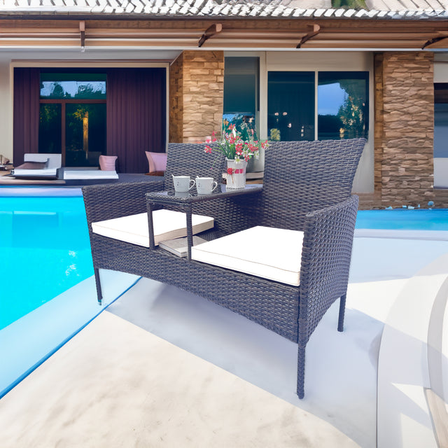 Wicker Patio Conversation Furniture Set Outdoor Furniture Set with Removable Cushions & Table - V.I.P Digital Presence