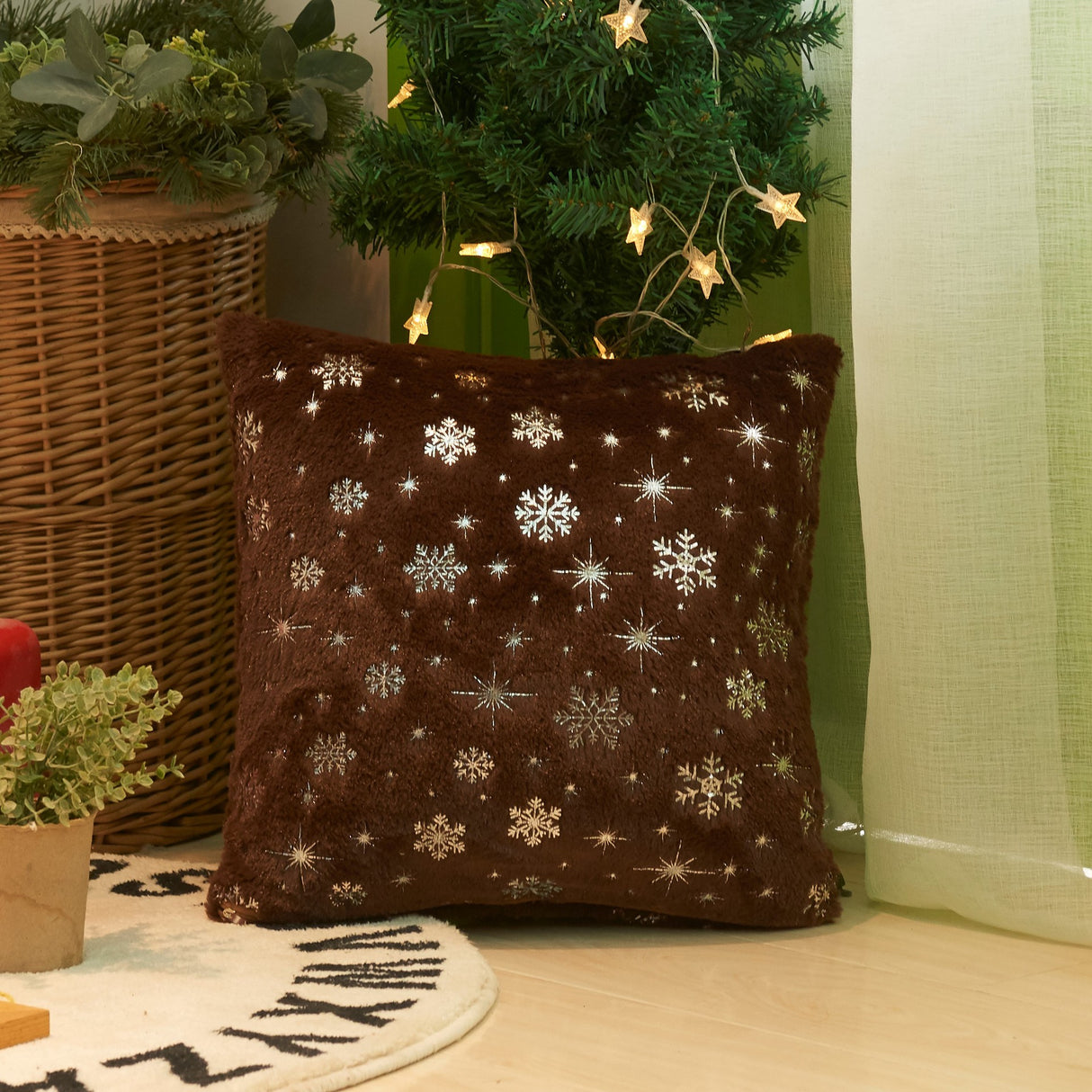 Christmas Snowflake Plush Hot Silver Sofa Pillowcase (excluding core) Home Pillow Cover - V.I.P Digital Presence