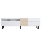 Modern TV Stand for 80'' TV with Double Storage Space Media Console Table Entertainment Center with Drop Down Door
