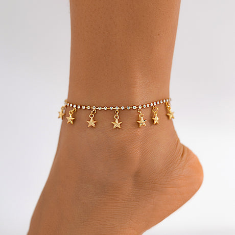 Beach star shaped tassel ankle bracelet, simple foot decoration, fashionable imitation pearl, versatile ankle chain - V.I.P Digital Presence