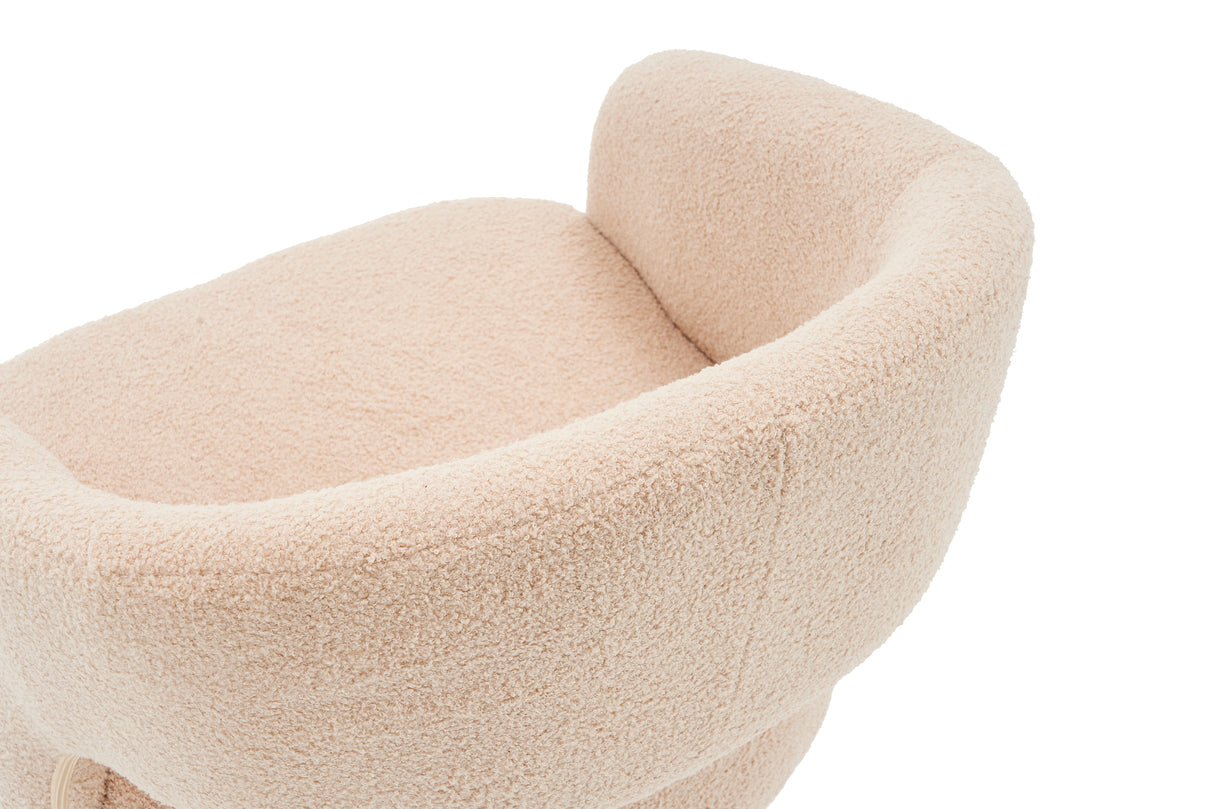 Swivel Accent Chair Armchair  Round Barrel Chair in Fabric for Living Room Bedroom Nude Teddy