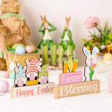 Easter Decoration Supplies Easter Rabbit Flower Hugging Wooden Ornament Rabbit Dwarf Desktop Decoration - V.I.P Digital Presence