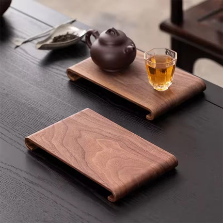 Retro - style Walnut Tea Tray, Wooden Soap - scented Candle Holder, Household Grocery Desktop Storage Box & Decorative Plate - V.I.P Digital Presence