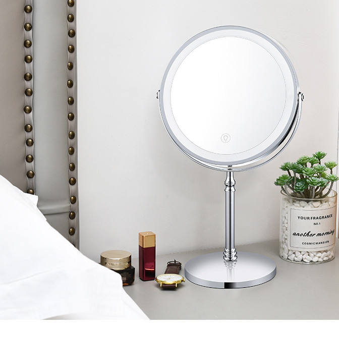 Dual sided 8" USB Wireless 1X&10X Rechargeable Vanity makeup mirror with lights - V.I.P Digital Presence