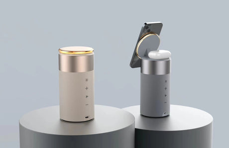 Magnetic wireless charging with Bluetooth speaker, adjustable night light, rechargeable headphones - V.I.P Digital Presence