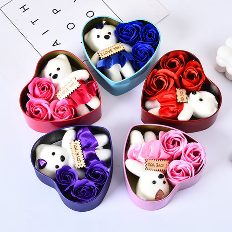 Valentines Day Gift Soap Flower Gift Rose Box Bears Bouquet Wedding Decoration Gift Festival Heart-shaped Box - V.I.P Digital Presence