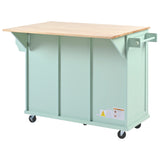 Kitchen trolley, cabinet door internal storage rack with storage cabinet and 3 dining room drawers, mint green - V.I.P Digital Presence