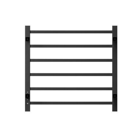 Towel Warmer 6 Bar Electric Heated Towel Rack Wall Mount Plug-in/Bath Towel Heater Matt-Black - Timer - V.I.P Digital Presence