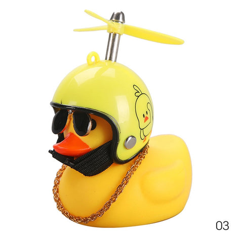 Car Duck with Helmet Broken Wind Small Yellow Duck Road Bike Motor Helmet Riding Cycling Car Accessories Decor Without Lights - V.I.P Digital Presence