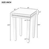ON-TRANS glass mirror edge table, easy to assemble crystal design and adjustable height leg edge table, silver - V.I.P Digital Presence