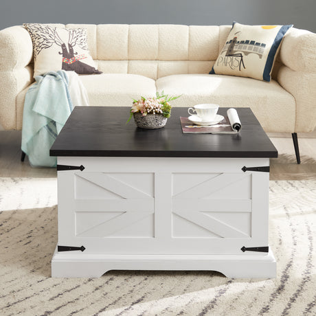 Farmhouse Coffee Table & End Table Barn design Center Table Rustic Cocktail Table with Hinged Lift Top and End Table - V.I.P Digital Presence