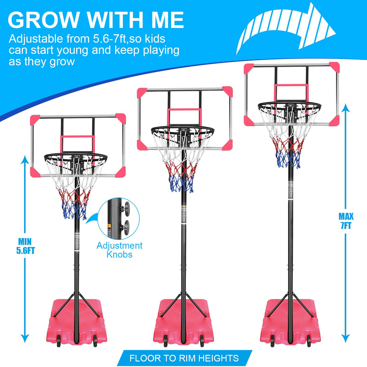 Portable Basketball Goal System with Stable Base and Wheels use for Indoor Outdoor teenagers youth - V.I.P Digital Presence
