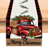 Red car printed table flag Christmas red black checkered linen living room decoration tablecloth - V.I.P Digital Presence