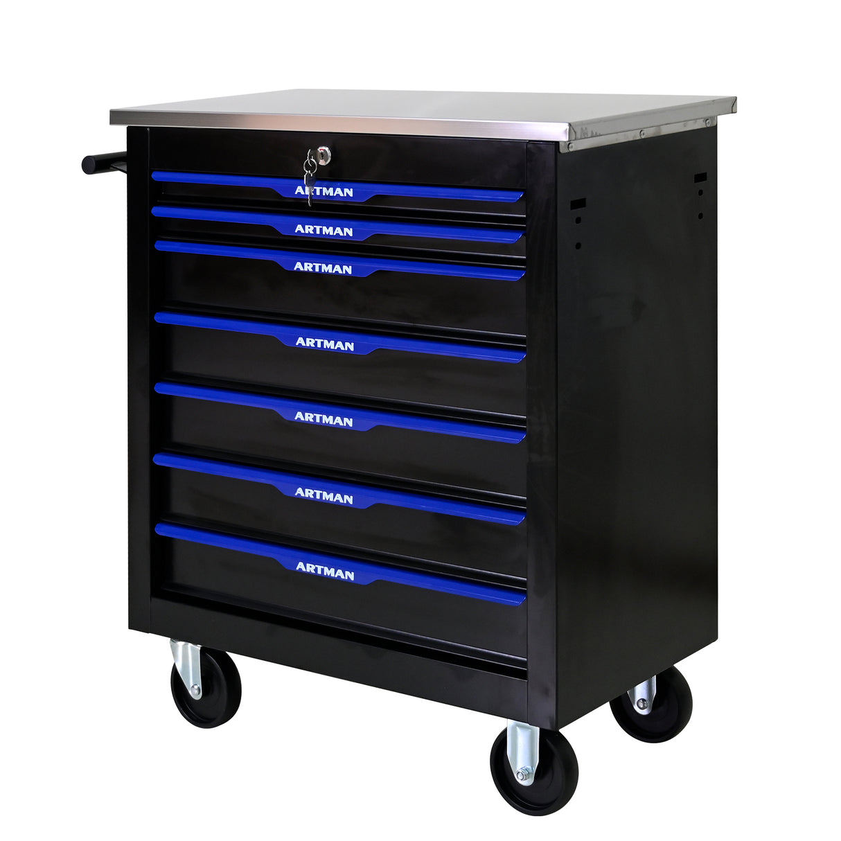 7 DRAWERS MULTIFUNCTIONAL TOOL CART WITH WHEELS-BLACK+BLUE - V.I.P Digital Presence