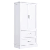 Tall Bathroom Storage Cabinet, Cabinet with Two Doors and Drawers, Adjustable Shelf, MDF Board, White - V.I.P Digital Presence