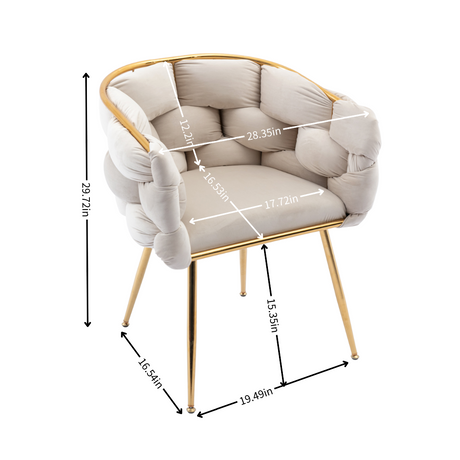 Luxury modern simple leisure velvet single sofa chair bedroom manicure table back chair beige - V.I.P Digital Presence