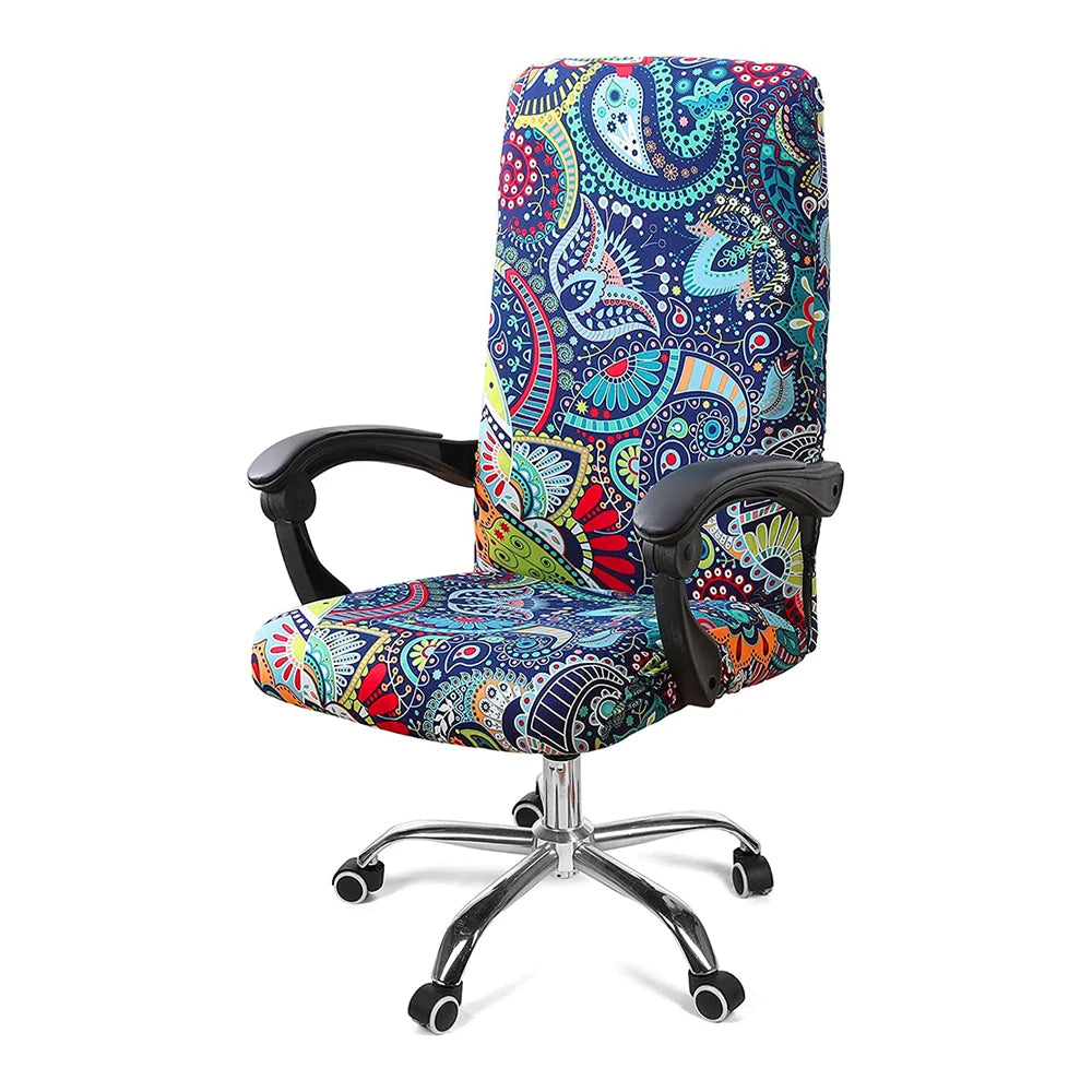 Stretch Printed Computer Office Chair Covers Soft Fit Universal Desk Rotating Slipcovers Removable Washable Anti-Dust Spandex - V.I.P Digital Presence