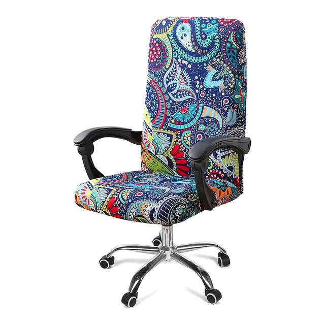 Stretch Printed Computer Office Chair Covers Soft Fit Universal Desk Rotating Slipcovers Removable Washable Anti-Dust Spandex - V.I.P Digital Presence