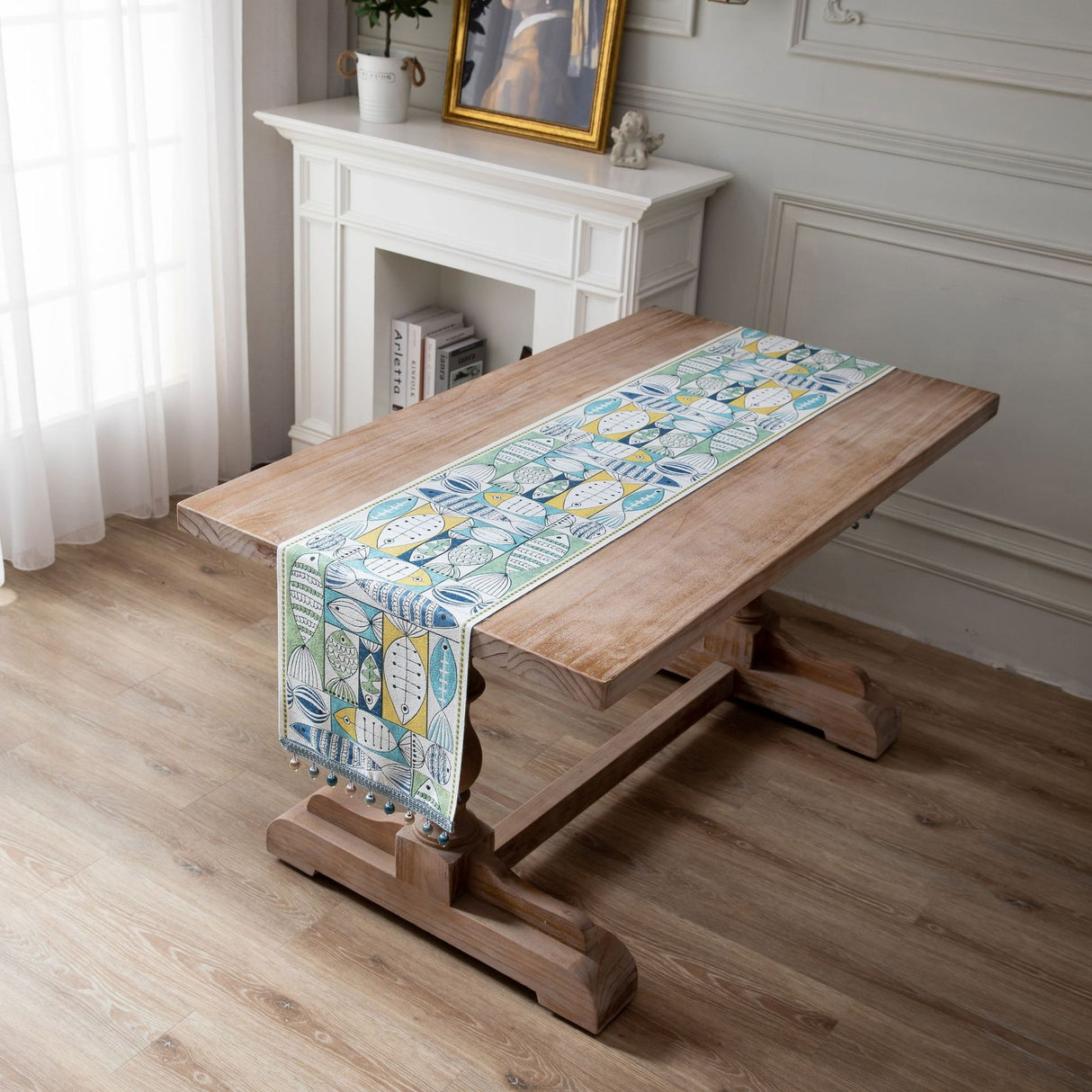 Jacquard table flag small fish green contrasting color dining table fabric holiday coffee table bed flag TV cabinet - V.I.P Digital Presence