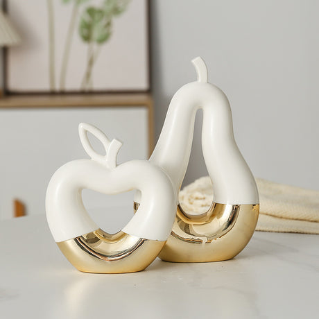 Modern Minimalist Gilded Apple Pear Creative Wine Cabinet Decorative Piece Luxury Home Living Room Entrance Ceramic Craft - V.I.P Digital Presence