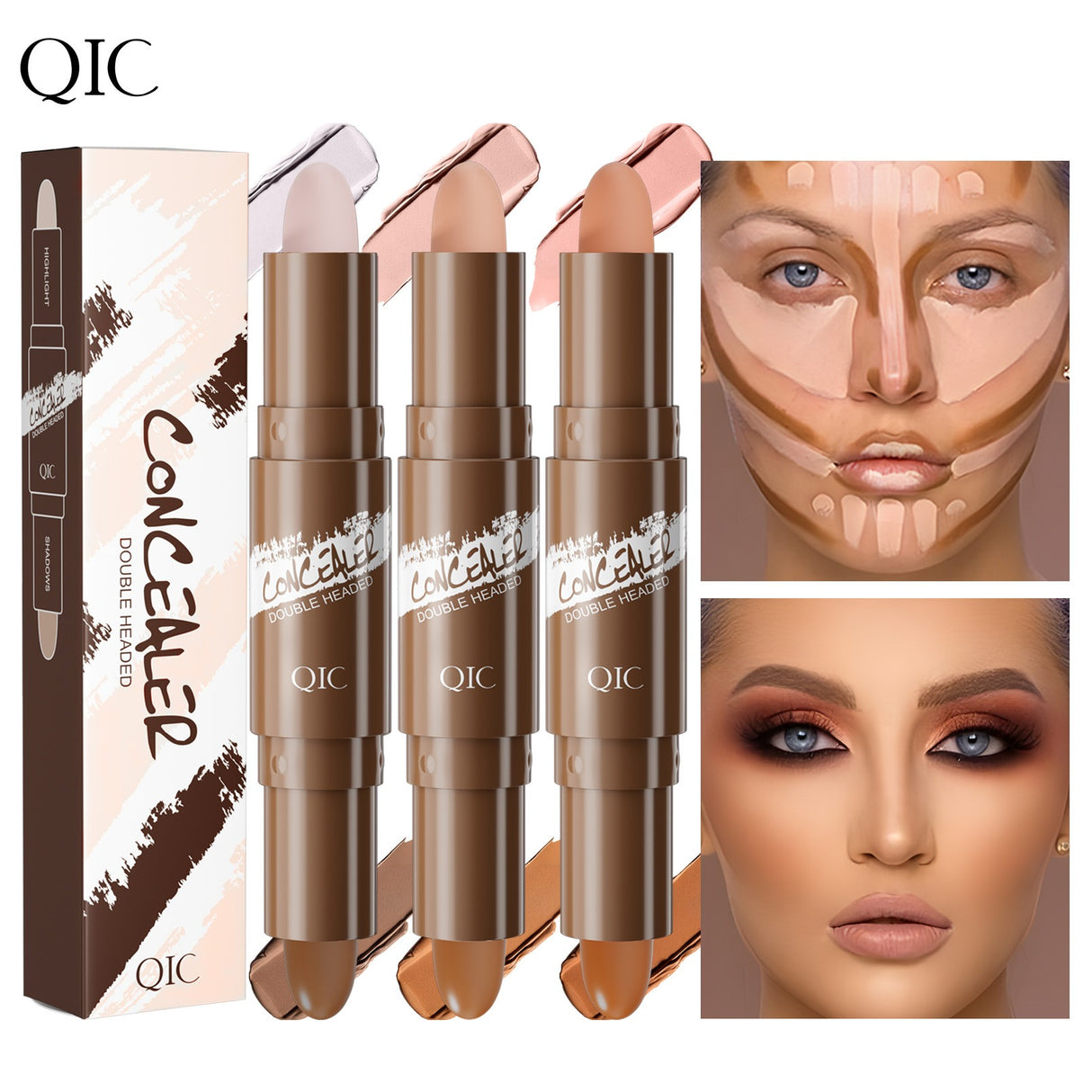 Double-ended Highlighter Nose Shadow Glitter Foundation Concealer Pen Long Lasting Dark Circles Corrector Contour Stick Makeup - V.I.P Digital Presence
