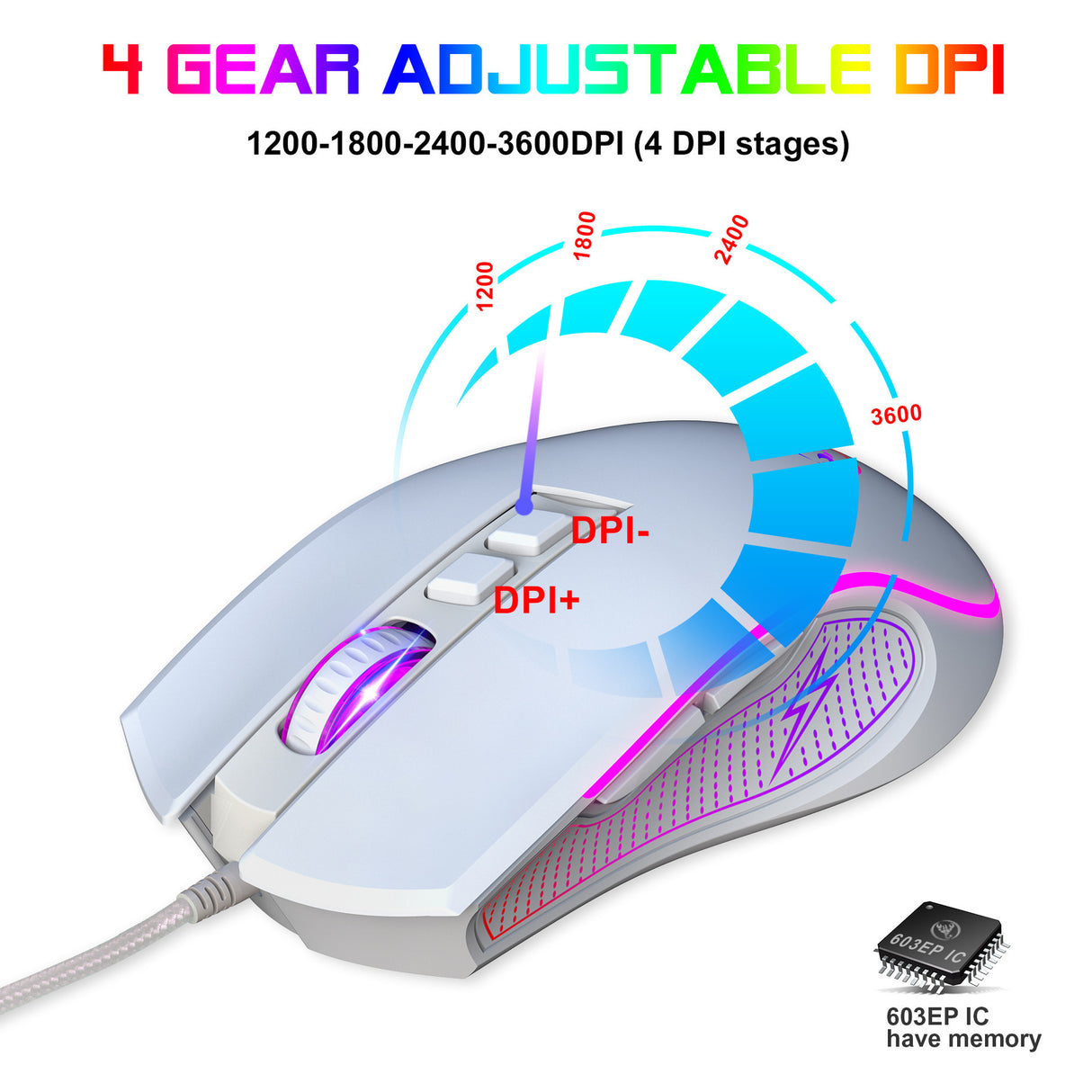 X100 wired gaming mouse with colorful glowing e-sports office mouse adjustable 3600dpi - V.I.P Digital Presence