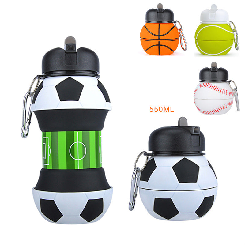 Botella de agua para deportes al aire libre, plegable de silicona para el hogar, creativa, para estudiantes, portátil, a prueba de caídas y fugas, para niños. 