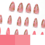 Manicure Wearable Nails Pink Nails Dot Ink Gold Foil Nail Art Stickers White Flower Nail Stickers Removable Nail - V.I.P Digital Presence