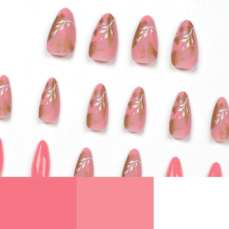 Manicure Wearable Nails Pink Nails Dot Ink Gold Foil Nail Art Stickers White Flower Nail Stickers Removable Nail - V.I.P Digital Presence