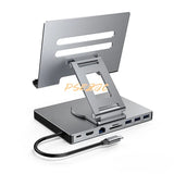 Concentrador/convertidor divisor USB 3.0 con puerto Gigabit Ethernet 4K/60 Hz, soporte giratorio de panel plano, estación de acoplamiento tipo C