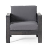 Outdoor Acacia Wood Club Chairs with Cushions, Dark Gray, 27.75"D x 32"W x 27.75"H - V.I.P Digital Presence