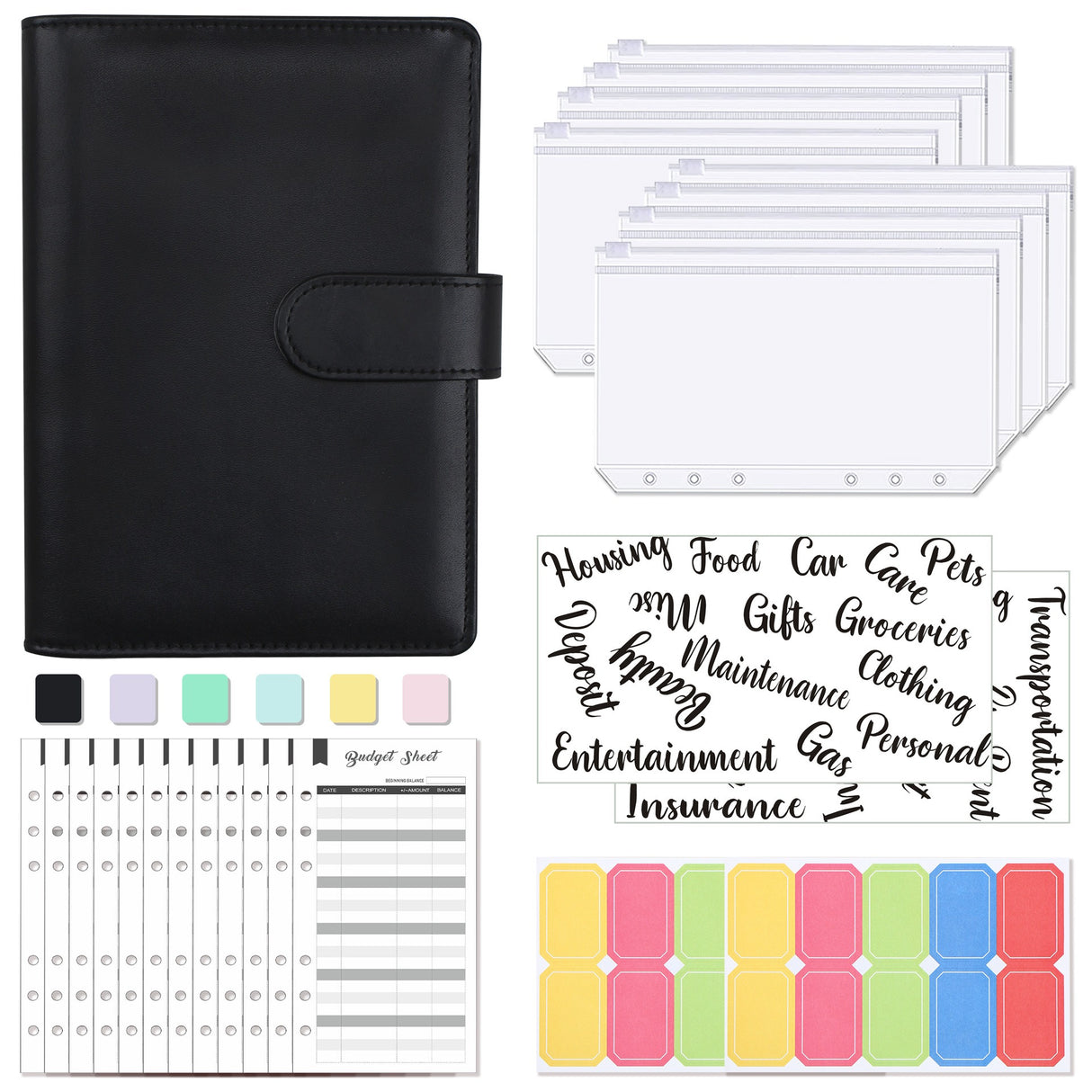 A6 Loose-Leaf Binder Budget Book Macaron Notebook Leather PU Loose-Leaf Book Cash Budget Handbook - V.I.P Digital Presence