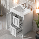 24" Bathroom Vanity with Sink, Bathroom Vanity Cabinet with Two Drawers and Door, Adjustable Shelf, Solid Wood and MDF, White - V.I.P Digital Presence