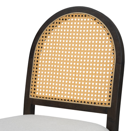 TREXM 5-piece retro functional cutlery set with 1 expandable dining table and 4 cushioned chairs with rattan backrests (espresso - V.I.P Digital Presence