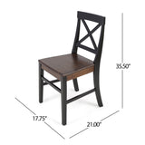 Roshan Farmhouse Acacia Wood Dining Chairs, Black / Walnut (Set of 2) - V.I.P Digital Presence