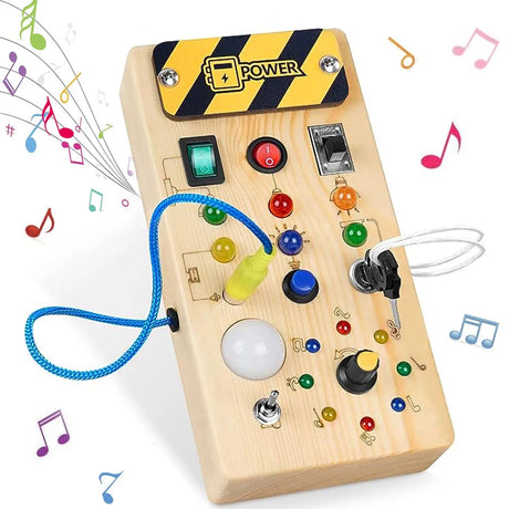 Montessori Busy Board Sensory Toys Wooden with LED Light Switch Control Board Travel Activities Kids Games for 2-4 Years Old - V.I.P Digital Presence