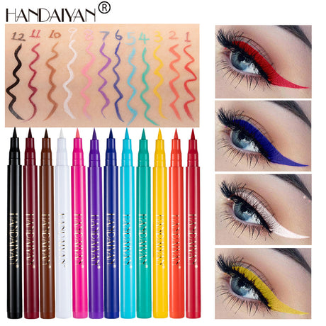 HANDAIYAN 12 Color Matte Color Eyeliner Quick-Drying And Not Easy To Smudge Liquid Eyeliner Pen 12 Pack Eyeliner - V.I.P Digital Presence