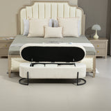 COOLMOR storage Ottoman chair with safety hinge and soft cushion fabric storage Ottoman stool (beige) - V.I.P Digital Presence