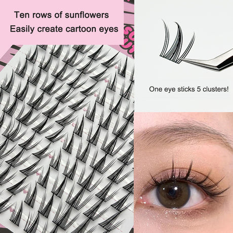 Large-capacity self-grafting eyelashes cartoon pure desire simulation natural single cluster butterfly girl 10 rows of sunflower - V.I.P Digital Presence