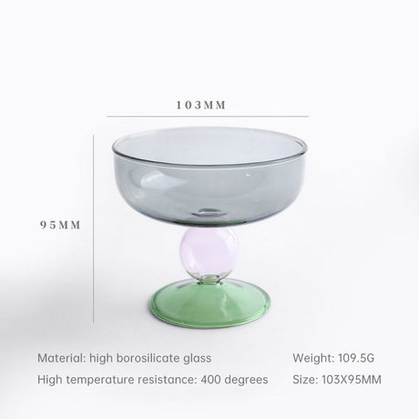 Household heat-resistant cute stained glass bowl tall dessert bowl sugar bowl household taro round ice cream bowl yogurt bowl - V.I.P Digital Presence