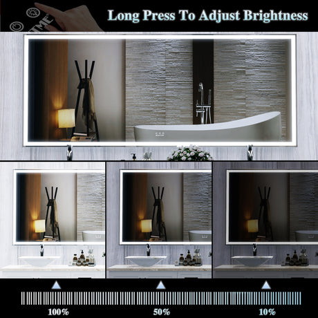 72X32 inch large LED bathroom mirror wall mounted mirror with 3 color modes, aluminum frame wall mounted light, full body mirror - V.I.P Digital Presence