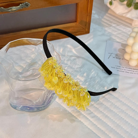 Handmade rice bead tassel flower side hair hoop for women - V.I.P Digital Presence