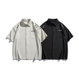 Simple letter embroidery casual short sleeved shirt men's half sleeved shirt - V.I.P Digital Presence
