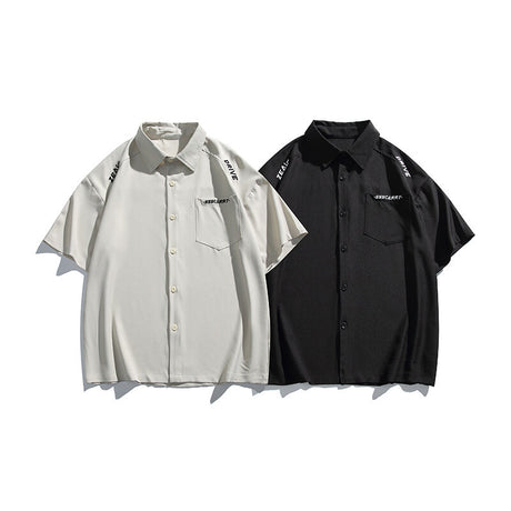 Simple letter embroidery casual short sleeved shirt men's half sleeved shirt - V.I.P Digital Presence