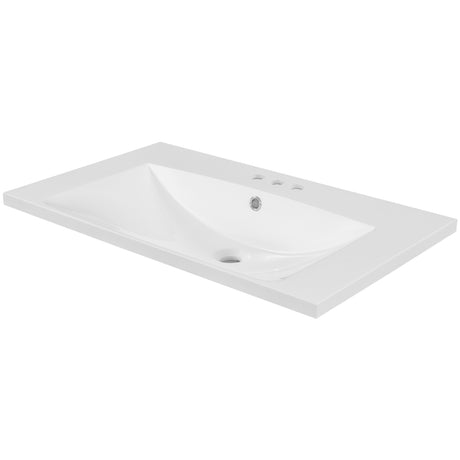 30" Single Bathroom Vanity Top with White Basin  3-Faucet Holes  Ceramic White - V.I.P Digital Presence
