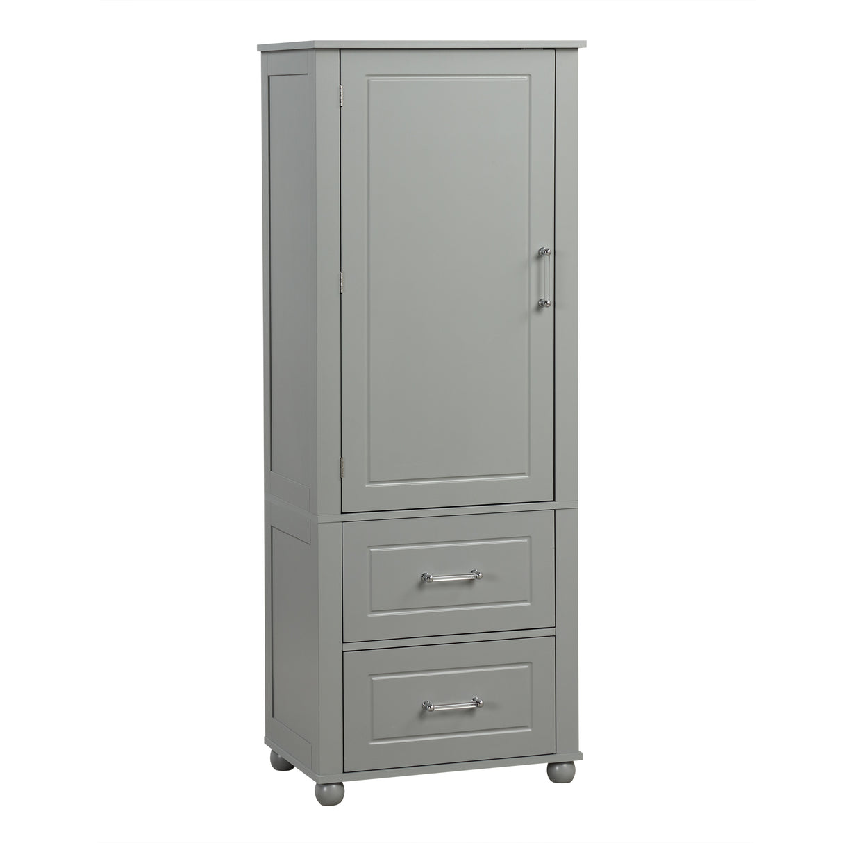 Tall Bathroom Storage Cabinet, Freestanding Storage Cabinet with Two Drawers and Adjustable Shelf, MDF Board , Grey - V.I.P Digital Presence